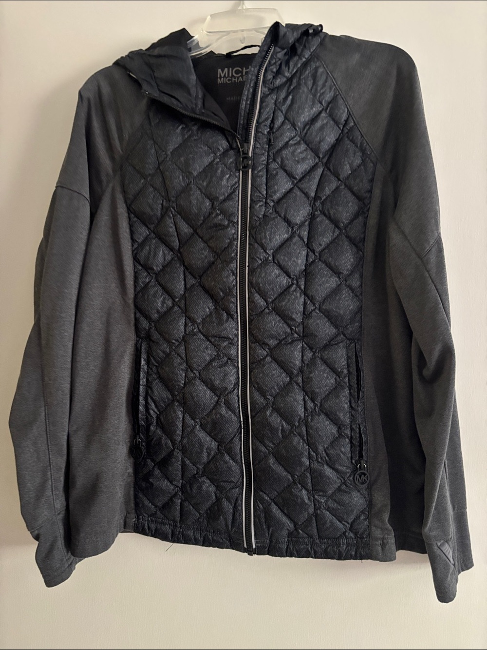 Michael Kors Black Quilted Hooded Hybrid Jacket